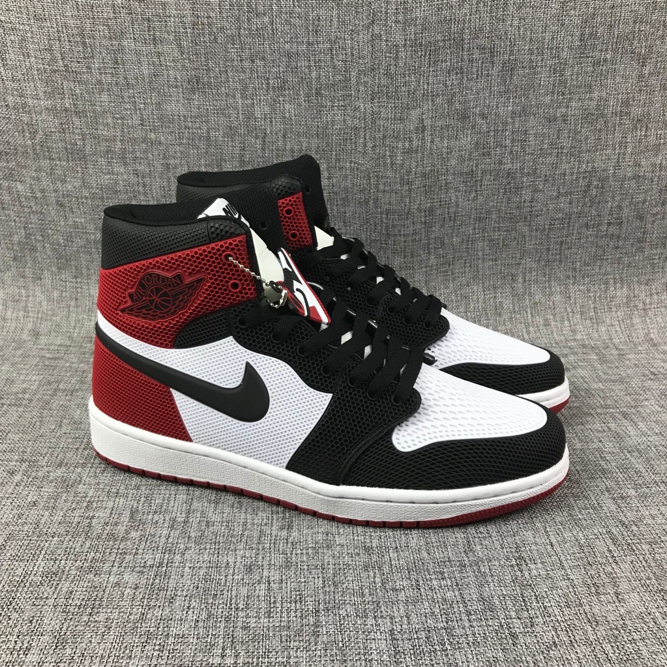 New Air Jordan 1 Drop Plastic Black White Red Shoes